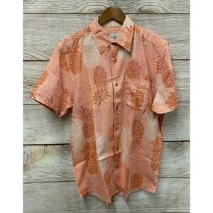 Oliver & Burke Shirt Mens Medium Coral Pineapple Print Button Down Shirt New‎